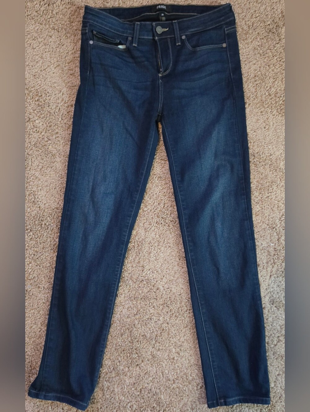 Paige Dark Blue Skyline Straight Denim Jeans Size 29